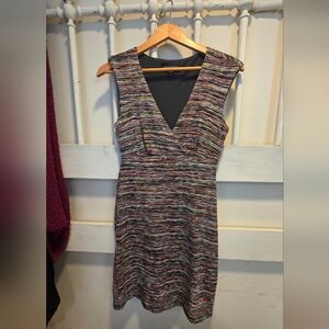 Connected Apparel Multicolor V-Neck Midi Dress